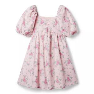 Janie and Jack Floral Eyelet Bubble Sleeve Dress Crystal Rose Floral size 14